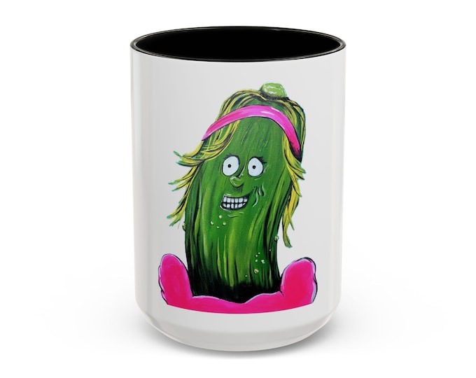 Quirky Pickle Mug, Fun Coffee Cup for Foodies, Hilarious Gift for Veggie Lovers, Cute Kitchen Decor, Unique Humor Drinkware