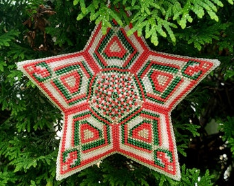 Beaded 3D Christmas Ornament, Peyote Stitch 3D Christmas Ornament