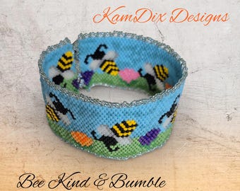 Bee Kind and Bumble Peyote Bracelet - Pattern Only