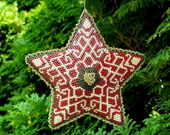 Victorian Vibes - Beaded 3D Star Christmas Ornament