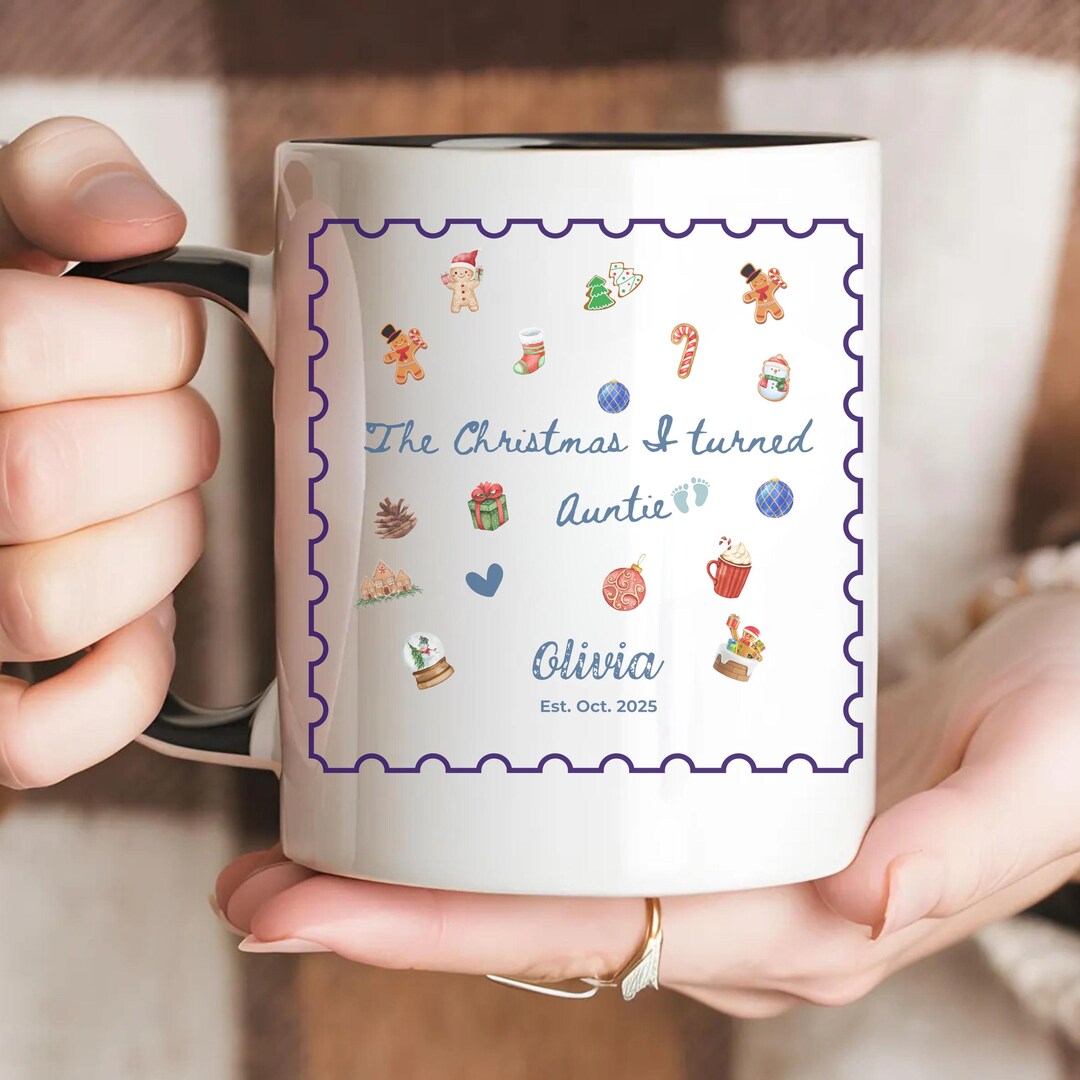 Personalized Aunt and Uncle Mug Set, Pregnancy Reveal Gift for Siblings ...
