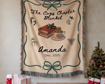 Custom Book Lovers Woven Blanket, Wildflowers Bookish Blanket, Bookshelf Blanket Gift for Bookworm, Gift for Booklover Woven Thow Blanket
