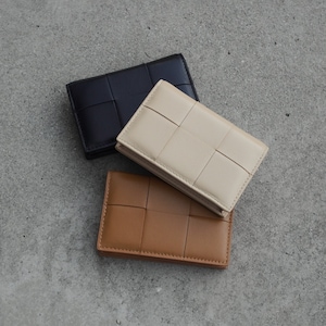 Genuine Leather Woven Card Holder, Outer sheepskin, Modern Genuine Leather Wallet