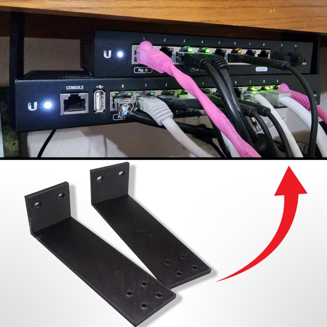 Under Desk Mounted Holder for Ubiquity Edgerouter 10X 1U Network Router ...
