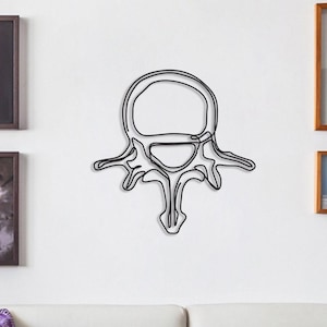 Vertebrae Metal Wall Art | Anatomy Spine Decor for Doctors | Chiropractic Office Gift | Medical Steel Line Art Wall Hanging