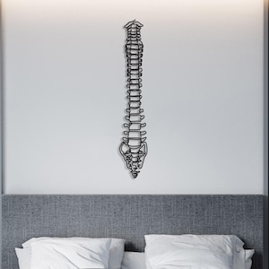 Spine Metal Wall Art | Minimalist Anatomy Decor | Chiropractor Office Wall Hanging | Skeletal Line Art | Medical Gift for Doctors