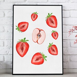 Sliced Feminine Fruit Art Print | Vintage Feminine Fruit Poster | Empowering Feminist Art | Funny Body Positive Wall Print | Sliced Fruit
