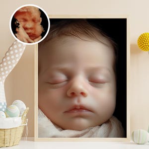 超音波から8Kの赤ちゃんの写真を作成 | AIによるリアルな赤ちゃんの顔画像 | 3D 4D 5Dスキャンからリアルなポートレートを作成 | 妊娠記念ギフト