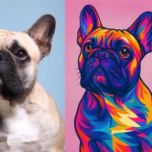 Custom Personalized Colorful Pet Pop Art Portrait, Custom Dog Portrait, Custom cat portrait, Colorful Pet Portrait Pop Art From Photo