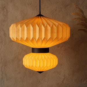 Abat-jour suspendu en lin | Plafonnier naturel moderne | Décoration de chambre à coucher, cuisine ou salon Plafonnier Japandi | Lueur douce et chaude