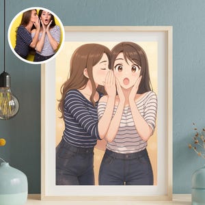 Custom Anime Portrait from Photo | Personalized Digital Drawing | Couples, Friends, or Solo | Custom Anime Style Friends Portrait