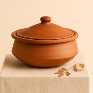 Unglazed Clay Handi/ Handmade Earthen Kadai/ Clay Pot For Cooking & Serving with Lid |Kadai for Curry, Biryani | 100% Organic Cookware| 2.8L