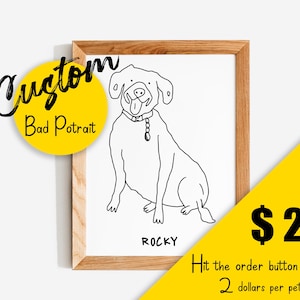 Custom Ugly Portrait | Funny Hand Drawn Face Drawing | Bad Line Art Gift | Weird Custom Sketch | Pet or People Digital Caricature