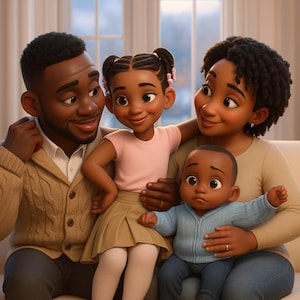 Retrato de desenho animado personalizado no estilo Pixar | Arte digital personalizada de casais, famílias e animais de estimação | Presente exclusivo, presente personalizado para pessoa, presente de casamento