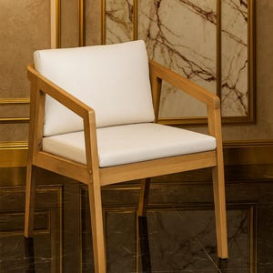 Solara Scandinavian Chair | Teak Wood Lounge Chair | Rattan Accent Chair | Modern Boho Armchair | Handmade Dining Chair | Cane Side Chair