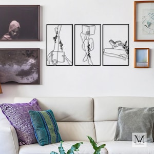 Book Lover Metal Wall Art Set of 3 | Reading Nook Decor | Library Wall Hanging | Literary Gift | Minimalist Line Art for Readers