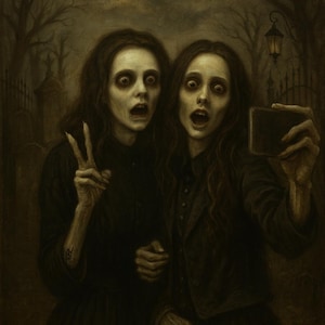 Tim Burton Style Custom Portrait- Gothic Art, Spooky Gift, Addams Style Couple | Custom Gothic Portrait: Addams Family Style Drawing