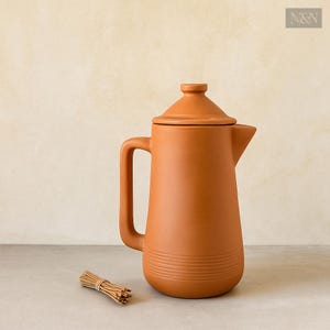 Terracotta Clay Water Jug with Lid – Handmade Earthen Pot – Natural Clay Jug – Eco-Friendly Water Pitcher – Pottery Jug