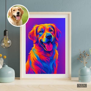 Custom Personalized Colorful Pet Pop Art Portrait, Custom Dog Portrait, Custom cat portrait, Colorful Pet Portrait Pop Art From Photo