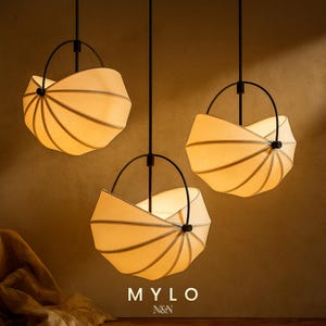 White Fabric Pendant Light | Soft Glow Modern Ceiling Lamp | Handmade Minimalist Light Fixture | Boho Cafe Pendant for Cozy Decor