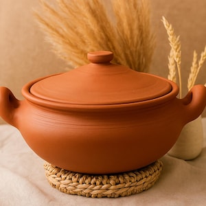 Unglazed Clay Pot with Lid | Handmade Mitti Handi | Earthen Kadai for Cooking & Serving | Mirror Shine | Free Natural Ash | 2-5L Sizes
