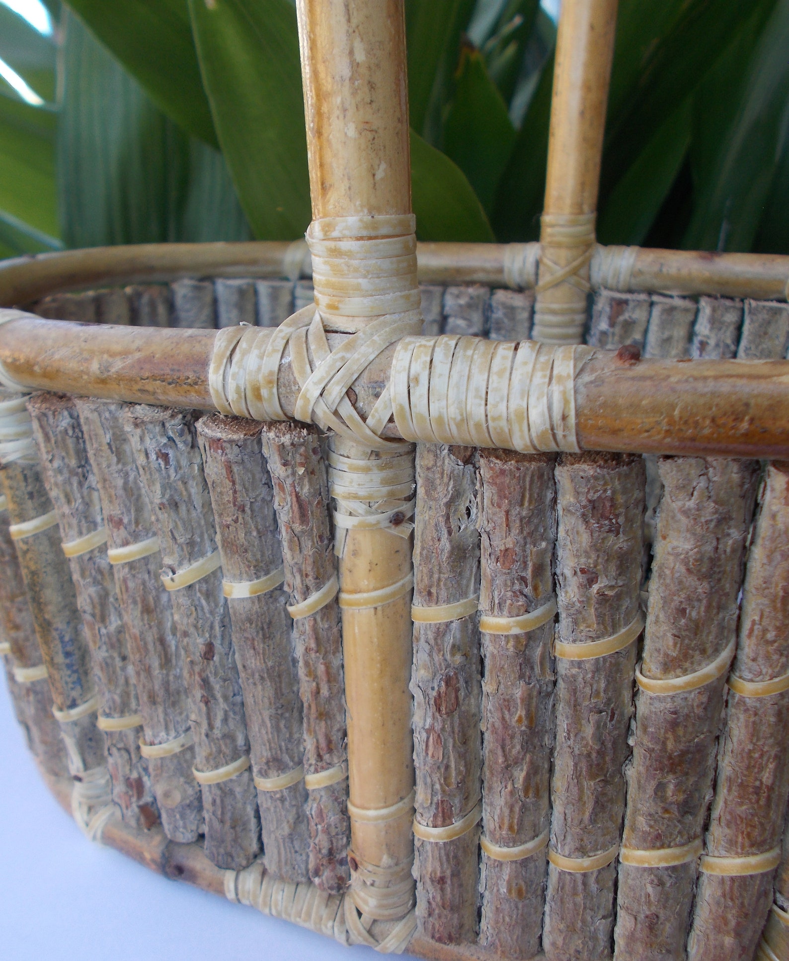 Handmade Twig Basket Rustic Handheld Flower Basket Natural Etsy