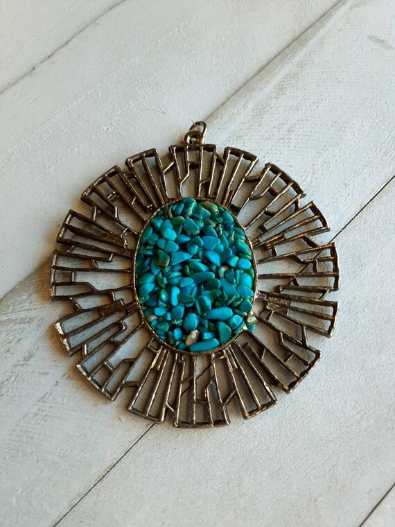 Zuni Style Turquoise Open Works Pendant / Modern S