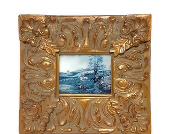 Gold Acanthus Design Frame - Hunting Scene With Foxhounds