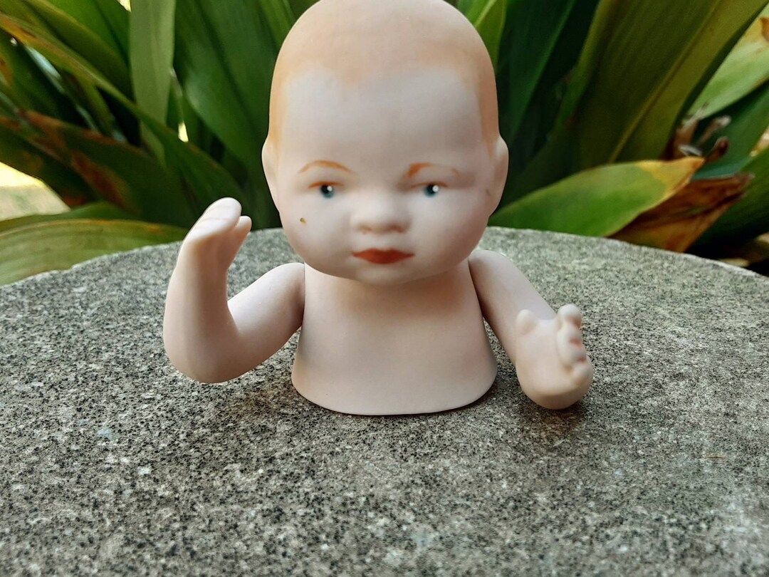 Vintage Bisque Half Doll With Jointed Arms Porcelain Hanging Etsy