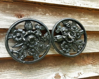Wrought Iron Rosette Garden Wall Decor - French Country Architectural Salvage