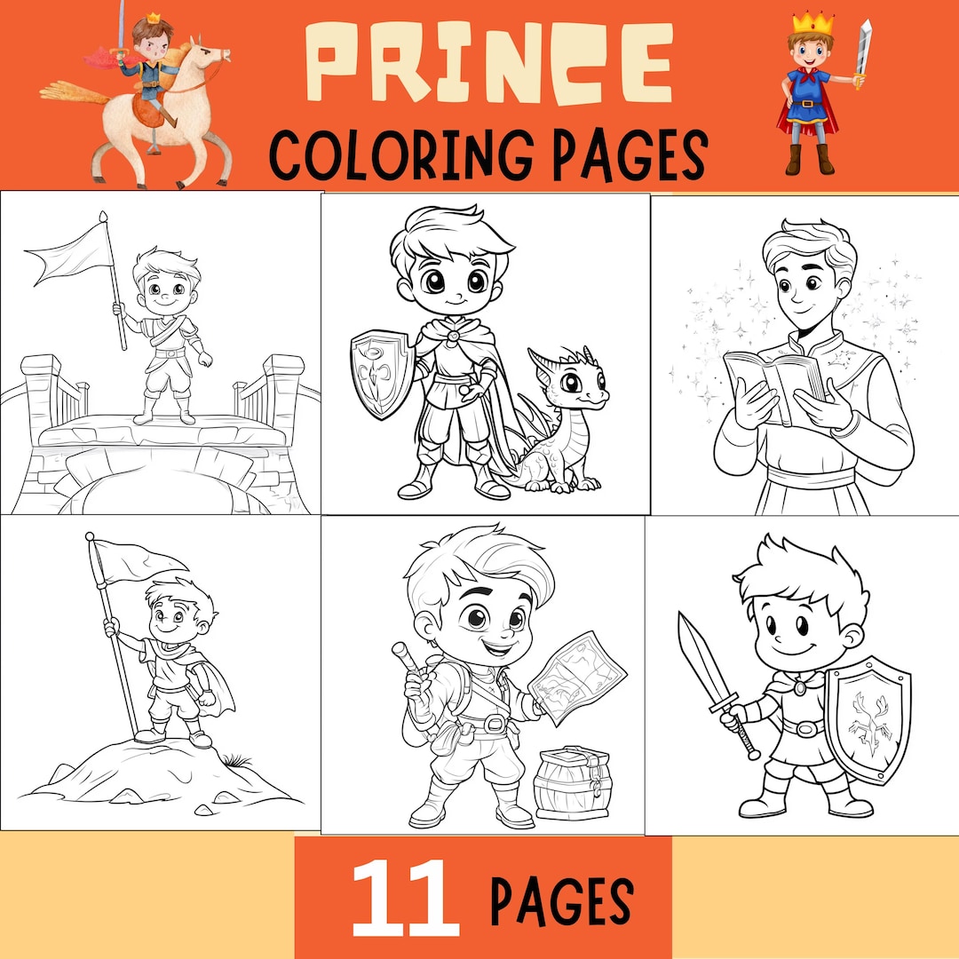 11 Prince Coloring Pages for Kids - Etsy