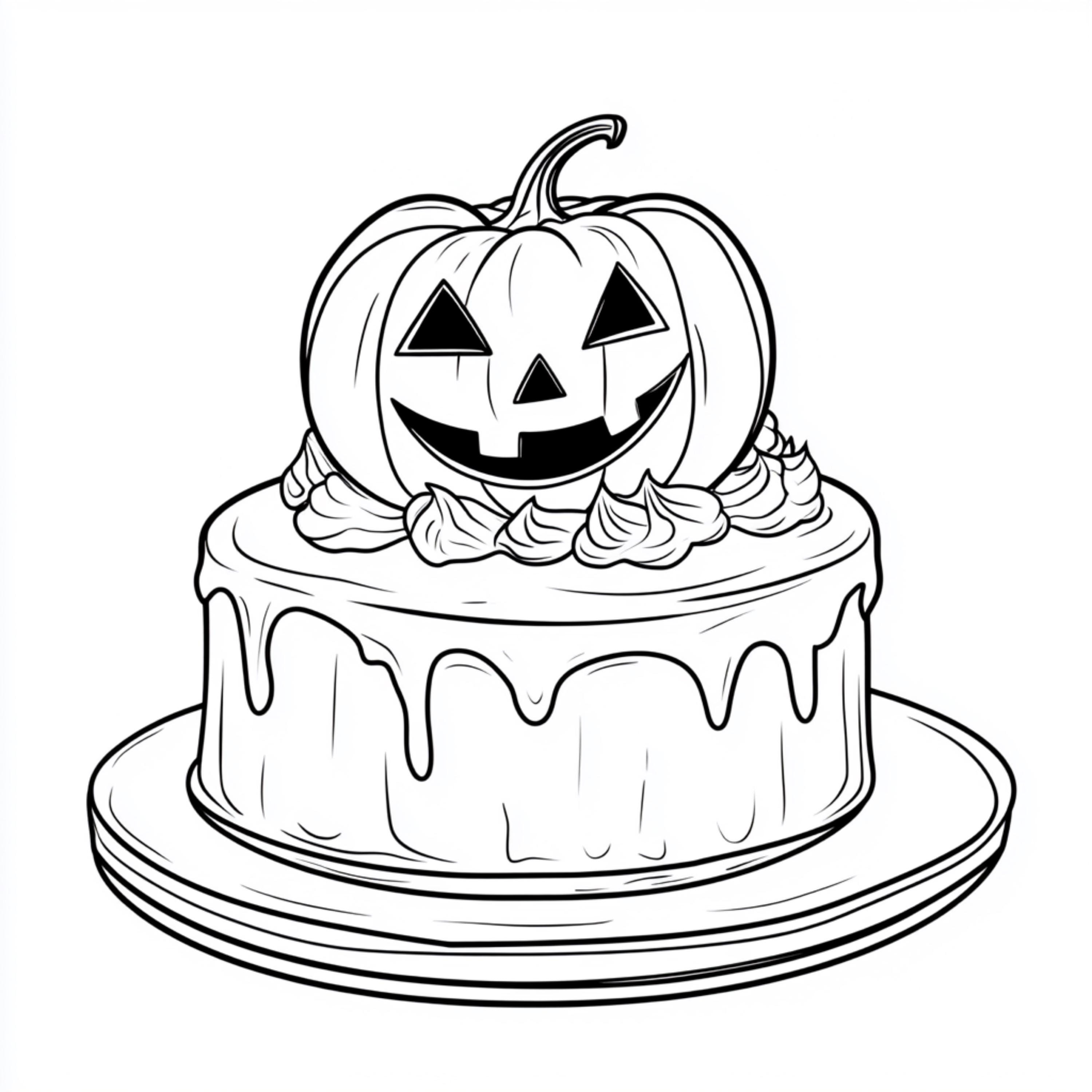 45 Halloween Cake Coloring Pages for Kids - Etsy