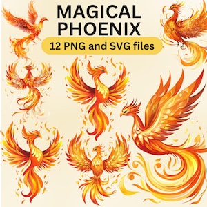 Magische feniks-illustraties | Levendige mythische vogelillustratie | Fantasy Phoenix Vector voor digitale downloads en knutselwerk