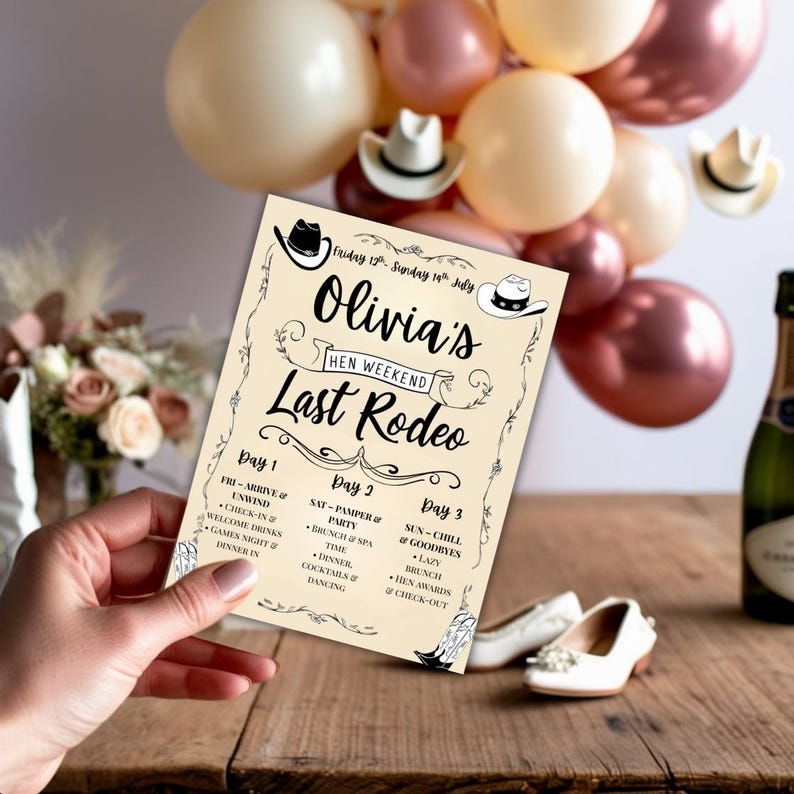 Printable Checklist Rodeo Editable Last Rodeo Hen Party Itinerary | Western Themed Hen Do ...