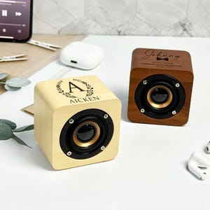 Personalized Bluetooth Speaker Groomsmen Gifts, Custom Portable Rechargeable Bluetooth Speaker for Wedding Gifts, Miniature Wooden Speaker.