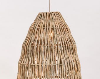 Pantalla Nyima III · fibra natural tejida a mano 50 cm · hecho a mano con comercio justo · Lámpara de techo bohemia · Latinoamérica