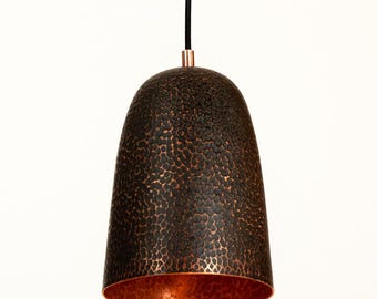 Pantalla Aleika · cobre martillado a mano 16 cm · hecho a mano con comercio justo · Lámpara de techo bohemia · Latinoamérica