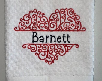 Personalized Valentine's Day Heart Kitchen Towel