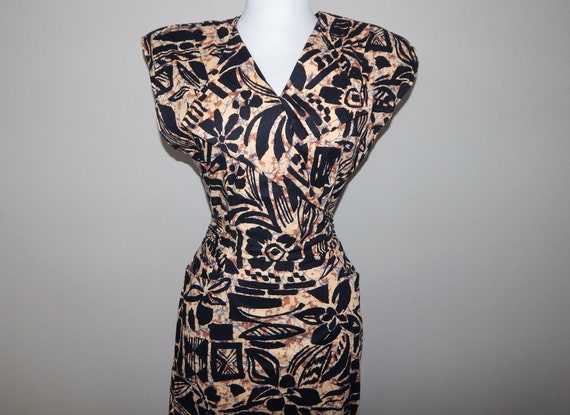 Vintage 80s does 50s batik Hawaiian tiki novelty p