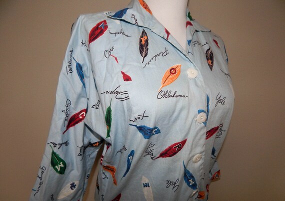 Vintage 50s novelty print college themed cotton sh