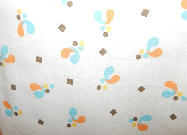 Vintage 60s atomic amoeba abstract print aqua orange sleeveless blouse shirt L