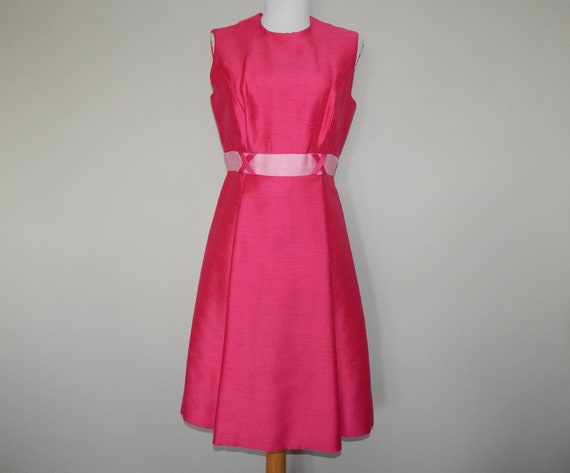 Vintage 60s two tone mod pink cocktail party dress