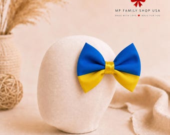 Ukraine Flag Hair Bow for Girls, Ukrainian Hair Clips, Ukraine Baby Bow, Blue Yellow Bow, Ukraine Headband, Girls Hair Accessory
