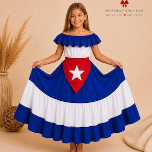 Handgefertigt in New York City, kubanisches Kleid, klassisches kubanisches Mädchenkleid in den Größen 12 Monate bis XXL für Erwachsene