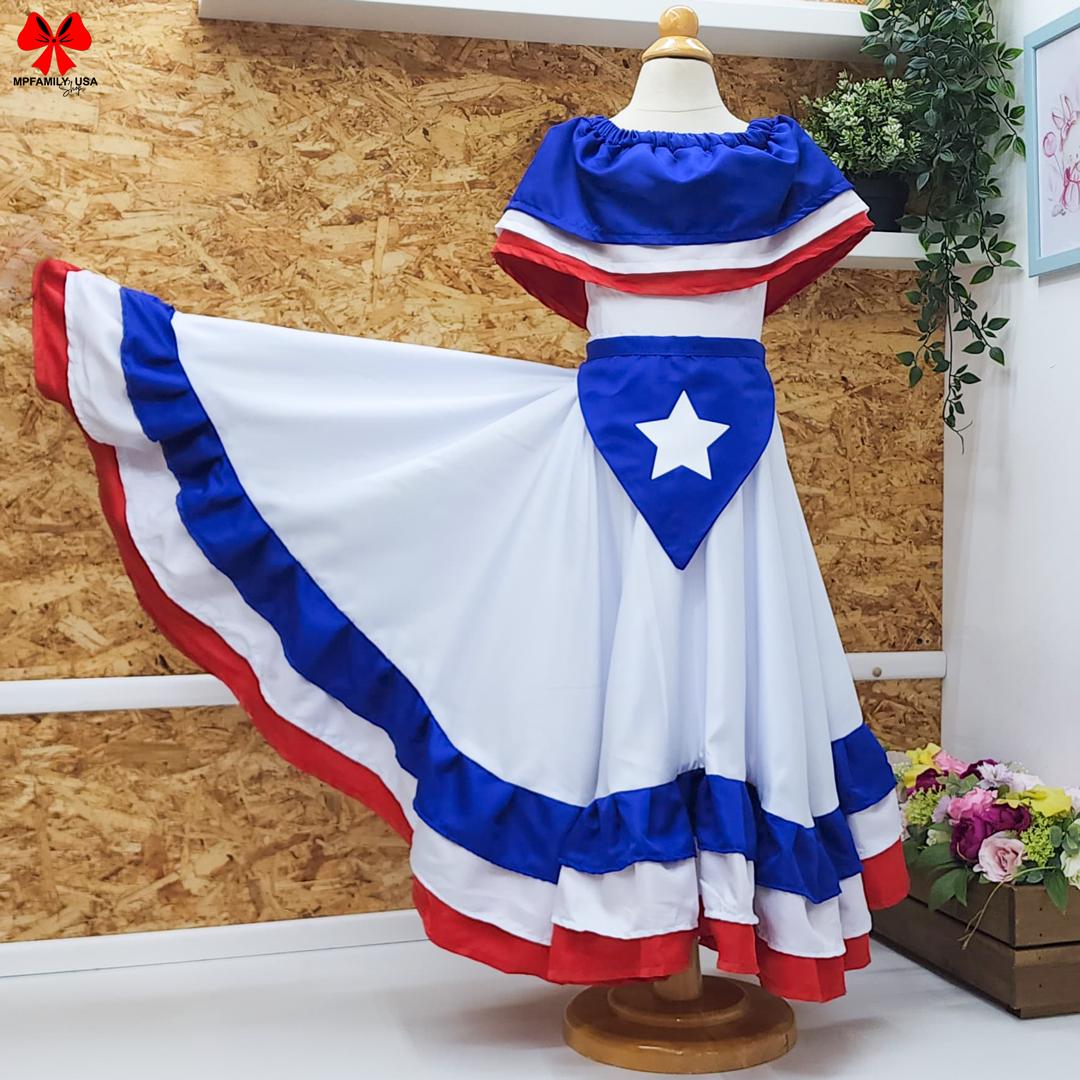 Caribbean Dress, classic Multicultural dominican, Puertorican and cuban dress for girls from 12 Month to XXL adults sizes Caribbean Dress, classic Multicultural dominican, Puertorican and cuban dress for girls from 12 Month to XXL adults sizes