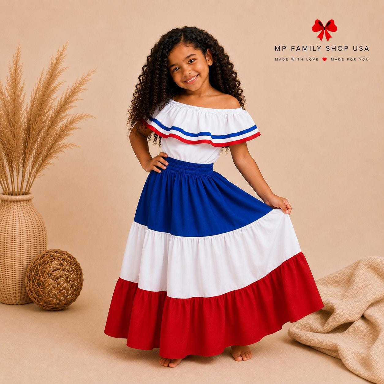 dominican republic dress S 82% polyester Dominican Republic Traditional Girls Fiesta