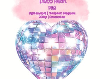 Corazón disco brillante: PNG holográfico (uso comercial)