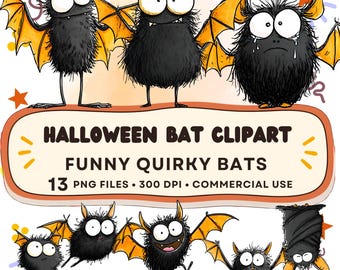 Grappige Halloween-vleermuisclipartbundel: PNG-afbeeldingen voor commercieel gebruik.