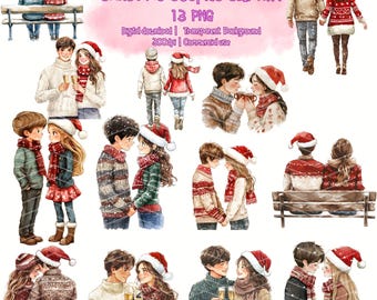 Couple Christmas Clipart Bundle | Cozy Winter Couples | Holiday Couples clipart | Christmas Couples PNG | Christmas Couples clipart