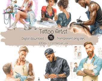Clipart-paket för tatueringskonstnärer: 15 PNG-illustrationer (kommersiellt bruk)
